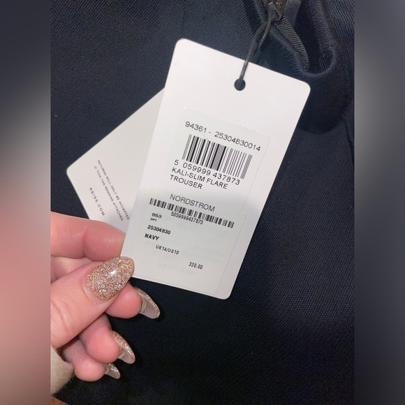 New! Reiss Kali Slim Mid Rise Wool Flare Trousers Navy Blue Size 10 NWT! - Picture 14 of 16